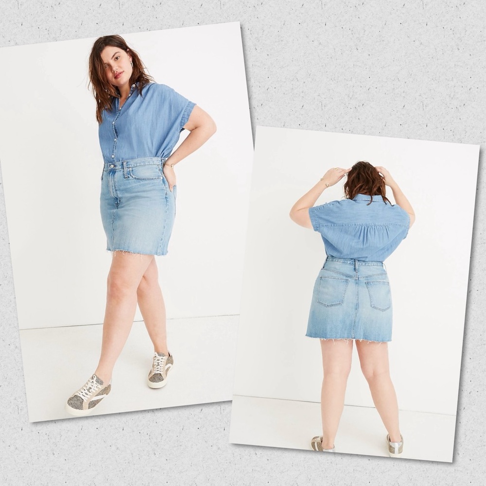 MADEWELL Rigid A-Line in Lovell Wash Mini Denim Skirt Size 34